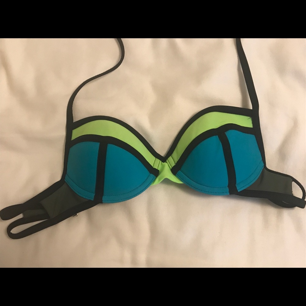 Green and blue bikini